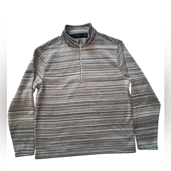Walter Hagen Mens size large blue and grey Striped Quarter-Zip Pullover golf - Picture 2 of 10